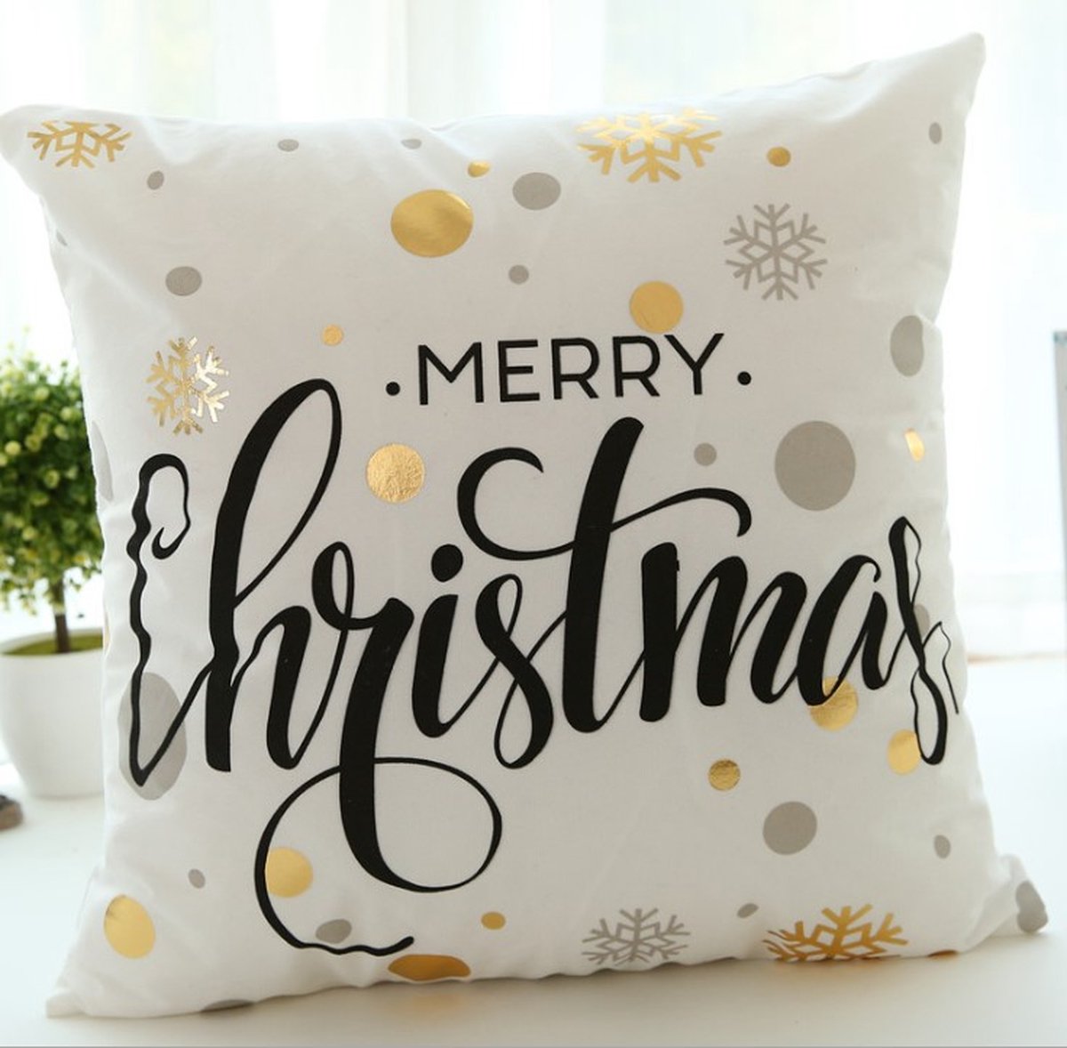 Without Lemon - Kerst Kussenhoes - Wit met zwarte Christmas - Kerst kussen - Kerstdagen - Feestdagen - Kerst - Decoratie - Woondecoratie - Kussenslopen - December - Cadeau