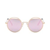 Freaky Glasses - Zonnebril rond - Festivalbril - Bril - Feest - Glasses - Heren - Dames - Unisex - Kunststof - goud - roze