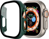 By Qubix Apple Watch Ultra case - Donkergroen - Geschikt voor Apple Watch 49mm hoesje - screenprotector - Bescherming iWatch - Bescherm hoesje