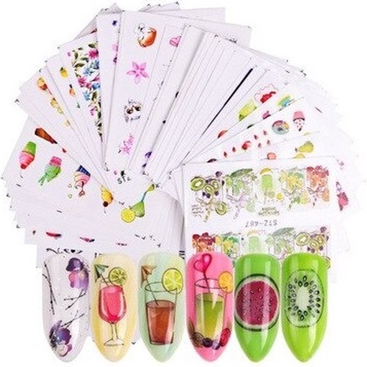 Goedkoopste 40 Stuks Nagelstickers – Nail Art Stickers – Fruit & Cocktails