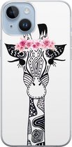 Casimoda® hoesje - Geschikt voor iPhone 14 Plus - Giraffe - Siliconen/TPU telefoonhoesje - Backcover - Giraffe - Wit