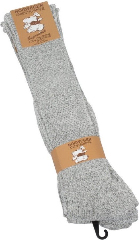 Socke|Sok|Wollen Sokken|2 Paar Kniesokken|Noorse Kniesokken|Maat 39/42 "Kleur Grijs"
