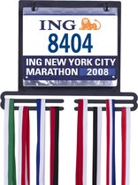 Medaillehouder marathon met bib display - medaille houder voor startbewijs - medalhanger - medailles ophangen