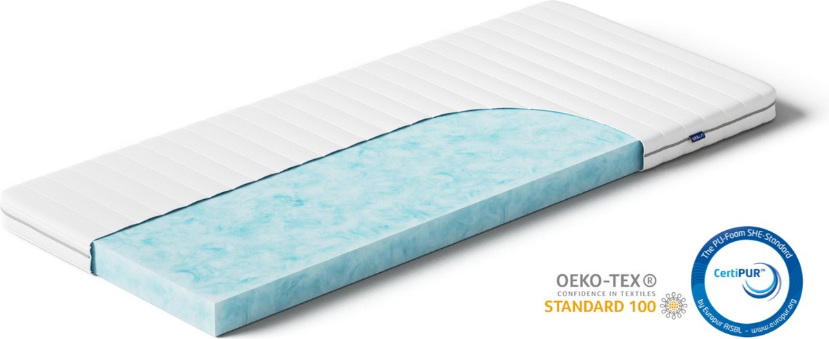 Akkon® Hybrid Topper Matras 70x200 - 7 cm dik | Koudschuim Topdekmatras - 90 nachten proefslapen Wit
