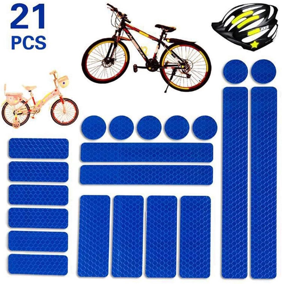 Fietsreflector - Reflecterende Veiligheids stickers blauw - Reflectie tape voor in het verkeer - Maak wandelwagens, koffers, buggy's, skelters, helms, fietsen etc goed zichtbaar in het donker. — afbeelding 2