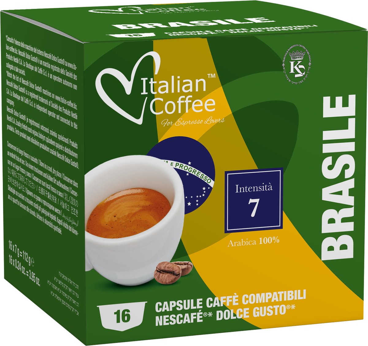 Italian Coffee - Single Origin Brazilië - 16x stuks - Dolce Gusto compatibel