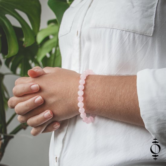 Bracelet en perles de pierre naturelle rose pour femme avec quartz rose de  6 mm et