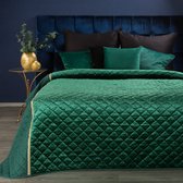 Oneiro’s luxe KRISTIN Beddensprei groen - 220x240 cm – bedsprei 2 persoons - beige – beddengoed – slaapkamer – spreien – dekens – wonen – slapen
