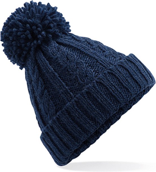 Beechfield 'Cable Knit Melange Beanie' Donkerblauw