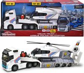 Majorette Grand Series - Truck Volvo + Hélicoptère de Police - Version Belge - Métal - Son et Lumière - 35 cm - Véhicule jouet