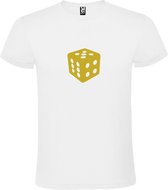 Wit T-Shirt met “ Dobbelsteen “ afbeelding Goud Size XXXL