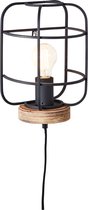 Lampe BRILLIANT, applique murale Gwen bois antique/corindon noir, métal/bois, 1x A60, E27, 52W, lampes normales (non incluses), A++