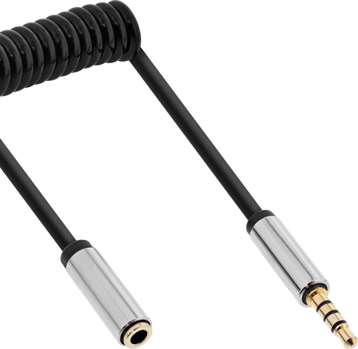 Premium 3,5mm Jack 4-polig audio spiraal verlengkabel - 1 meter