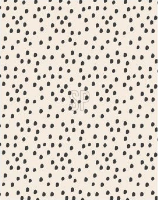 H&S Fleece deken - plaid - beige - zwarte stippen - 130 x 170 cm
