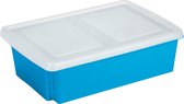 Sunware opslagbox 30 liter blauw 59 x 39 x 17 cm met afsluitbare deksel