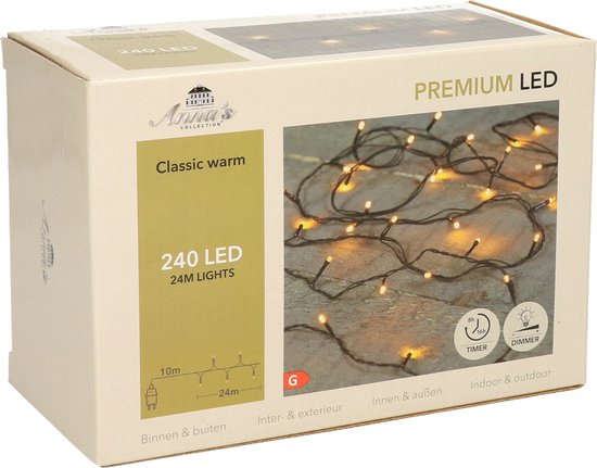 Kerstverlichting klassiek warm wit 240 lampjes 24 meter lichtsnoer met  timer en dimmer | bol.com