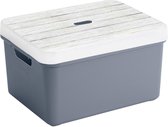 Boîte de Opbergbox/ panier de rangement bleu foncé 32 litres en plastique avec couvercle