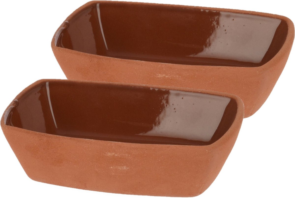 Excellent Houseware Serveerschaaltje - 6st - Terracotta - 170ml 13x9cm