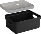 Boîte de Opbergbox/ panier de rangement noir 24 litres en plastique avec couvercle