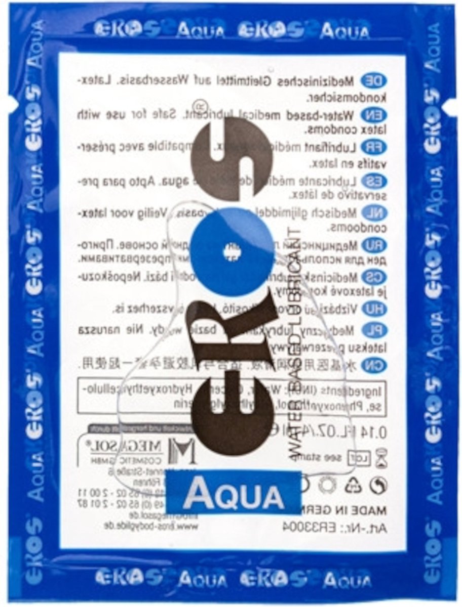 Goedkoopste Eros - Glijmiddel Waterbasis - Sachet - 4 ml - Aqua - Eenmalig Gebruik - Makkelijk Mee Te Nemen