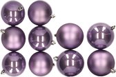 Kunststof kerstballen - 10x stuks - lila paars - 8 en 10 cm