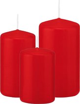 Trend Candles - Stompkaarsen set 6x stuks rood 8-10-12 cm