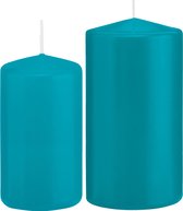 Trend Candles - Stompkaarsen set 6x stuks turquoise blauw 12 en 15 cm
