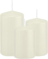 Trend Candles - Stompkaarsen set 3x stuks ivoor wit 8-10-12 cm