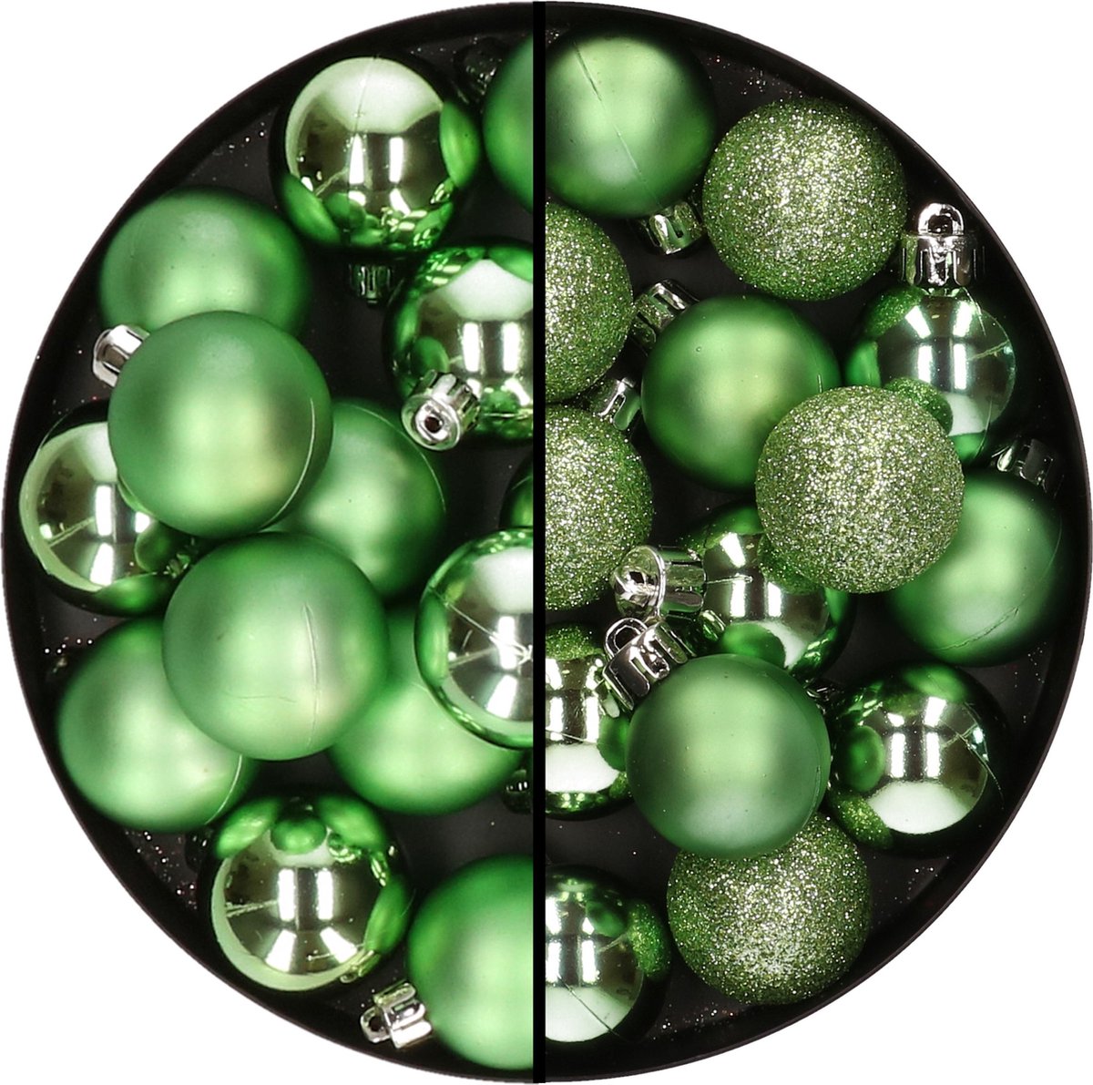 Kerstballen - kunststof - 30x stuks - groen - 3 en 4 cm