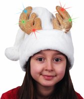Chapeau de Noël illuminé blanc avec bois de renne pour enfant