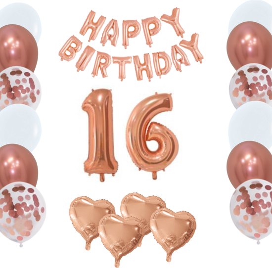 WOW partypakket | Sweet 16 decoratie pakket / ballonnen sweet sixteen / ballonnen 16