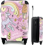 MuchoWow® Koffer - Een kleurrijke tekening van een eenhoorn - Past binnen 55x40x20 cm en 55x35x25 cm - Handbagage - Trolley - Fotokoffer - Cabin Size - Print