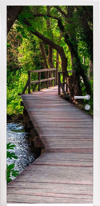 Deursticker Bos - Natuur - Brug - 90x205 cm - Deurposter