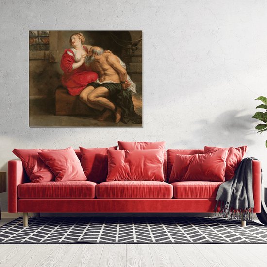 Wanddecoratie / Schilderij / Poster / Doek / Schilderstuk / Muurdecoratie / Fotokunst / Tafereel Cimon en Pero - Peter Paul Rubens gedrukt op Textielposter