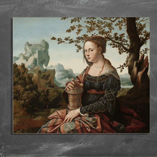 Wanddecoratie / Schilderij / Poster / Doek / Schilderstuk / Muurdecoratie / Fotokunst / Tafereel Maria Magdalena - Jan van Scorel gedrukt op Geborsteld aluminium