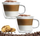 Luxe Latte Macchiato Glazen Met Oor - Dubbelwandige Koffieglazen - Cappuccino Glazen - 420 ML - 2x