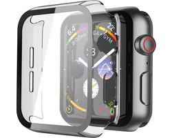 Geschikt voor Apple Watch SE 40mm 2022 Hoesje - Case Zwart + Screenprotector - Cover Glas