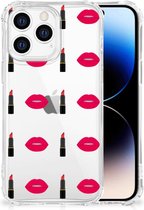 Telefoonhoesje Geschikt voor iPhone 14 Pro Hippe Hoesje met transparante rand Lipstick Kiss