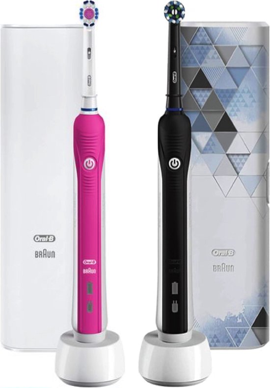 Oral B 750 Zwart - Roze | Elektrische Tandenborstel Set | DuoPack Zwart-Roze  | bol.com