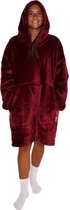 Noony Red oversized hoodie deken - Plaids met mouwen - Fleece deken met mouwen - Ultrazachte binnenkant - Hoodie blanket - One size fits all