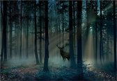 Fotobehangkoning - Behang - Vliesbehang - Fotobehang - Hert in het Magische Bos - Mystical Forest - Third Variant - 400 x 280 cm