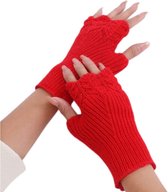 Gants sans doigts pour femme - Chauffe-poignets Rouge
