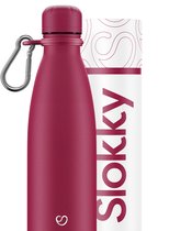 Slokky - Matte Pink Thermosfles, Dop & Karabijnhaak - 500ml