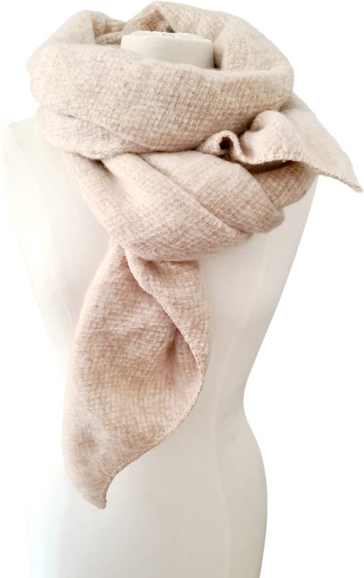 Dikke sjaal winter Beige - Dames sjaal Wol, Acryl- Fashion sjaal extra  lengte 200x55... | bol.com