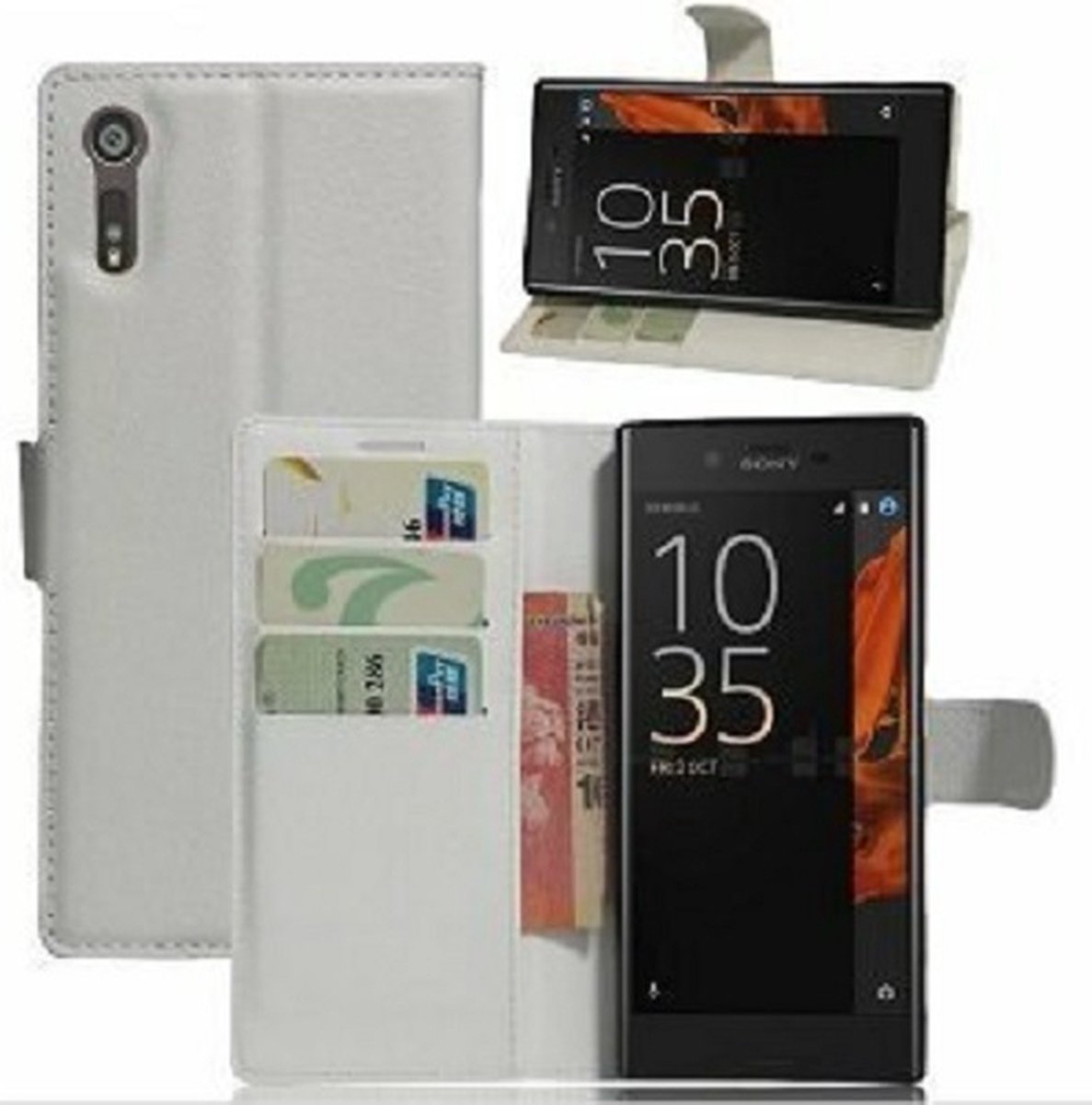 Sony Xperia XZ Hoesje Met Pasjeshouder Bookcase Wit