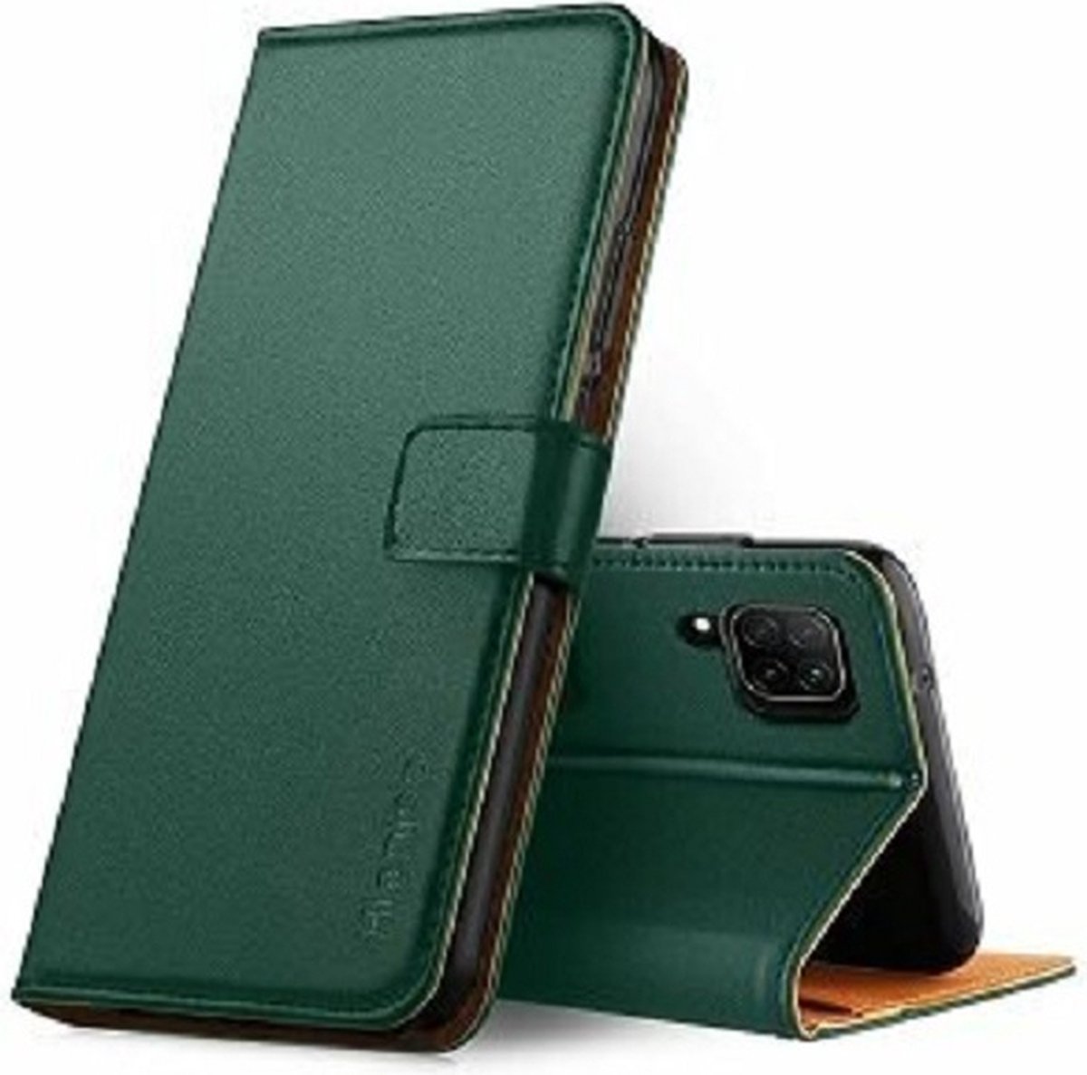 Huawei P40 Lite Hoesje Met Pasjeshouder Bookcase Donker Groen