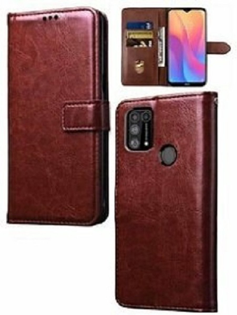 Samsung M31 Hoesje Met Pasjeshouder Bookcase Bruin