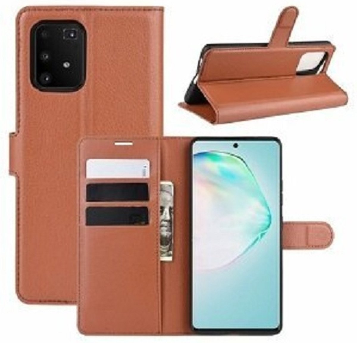 Samsung S10 Lite Hoesje Met Pasjeshouder Bookcase Bruin