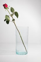 Beldi Vaas- Transparant- Gerecycled glas- Ø14 x 29 cm - Marokkaanse Beldi Vaas - Beldi Glass Vase - B45