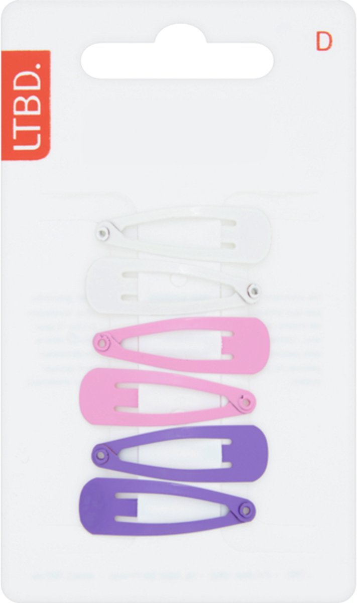LTBD - blister 6x mini clicclac haarspeldjes - kids - meisjes - clic clacs - klikklak haarschuifjes small - paars wit roze effen